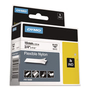 Dymo Rhino Flexible Nylon Labels - 3/4" Width x 11 1/2 ft Length - Rectangle - Thermal Transfer - White, Black - Nylon - Water Resistant - Temperature Resistant, Flexible - 1 Each