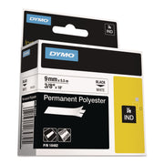 Dymo Rhino Permanent Poly Labels - 3/8" Width - Permanent Adhesive - Direct Thermal - White - Polyester - 1 Each
