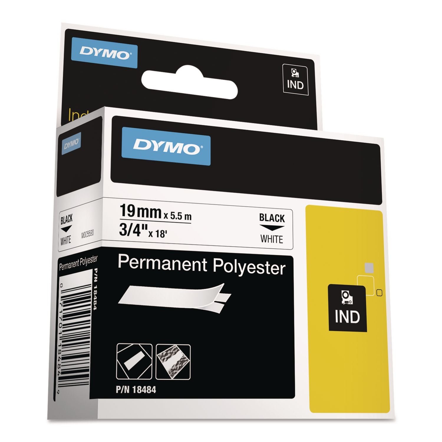 3/4" Width - Thermal Transfer - White - Polyester - 1 Each