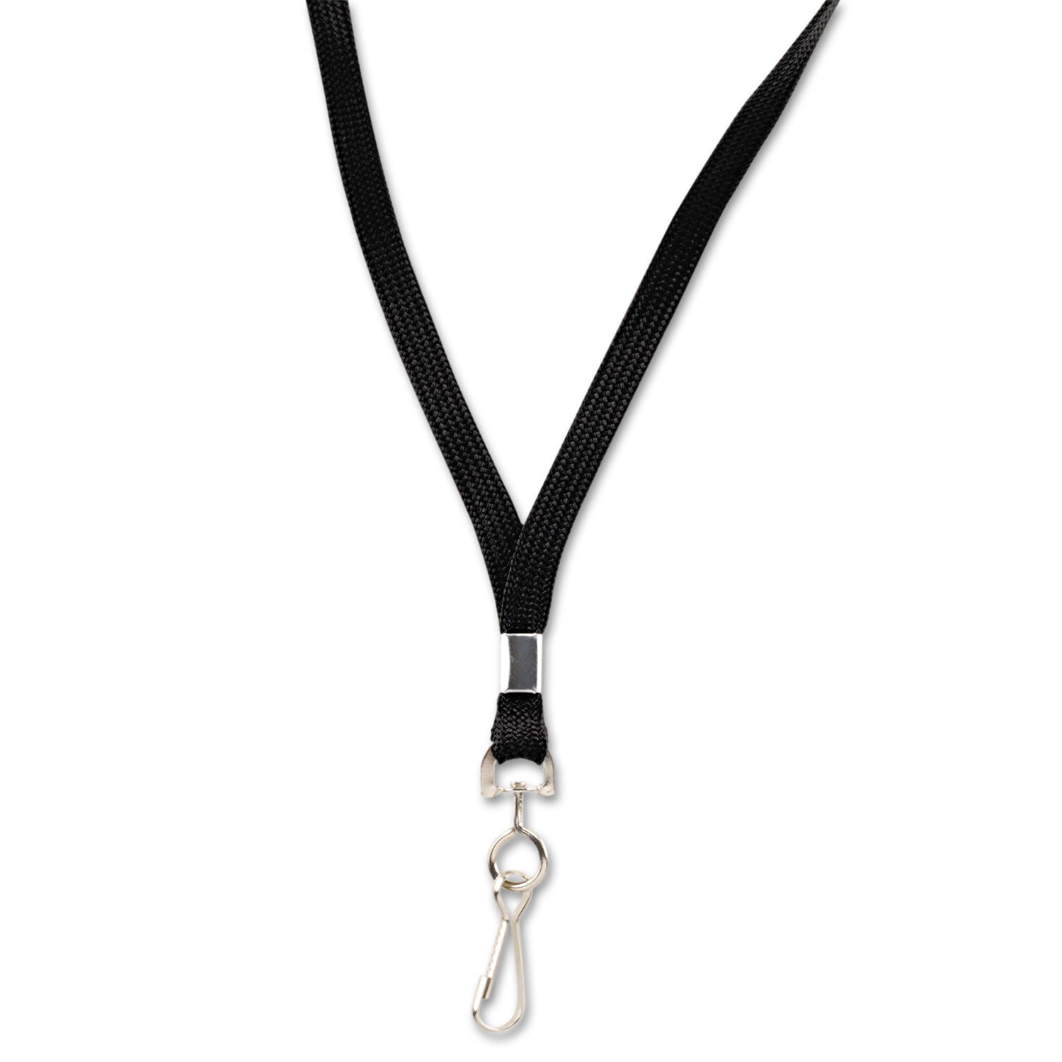 Deluxe Lanyard with J-Hook, Black, Box of 24