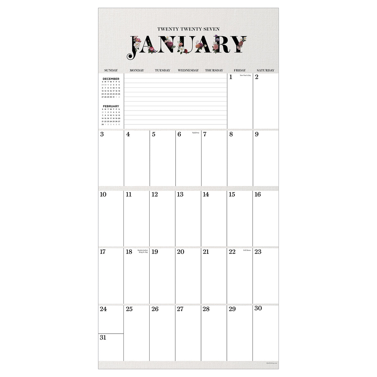 2027 BIG GRID FLORAL WALL CALENDAR