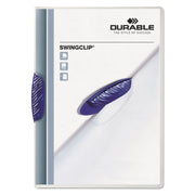 SWINGCLIP Letter Report Cover - 8 1/2" x 11" - 30 Sheets Capacity - Polypropylene - Dark Blue - Wear Resistant - 25 / Box