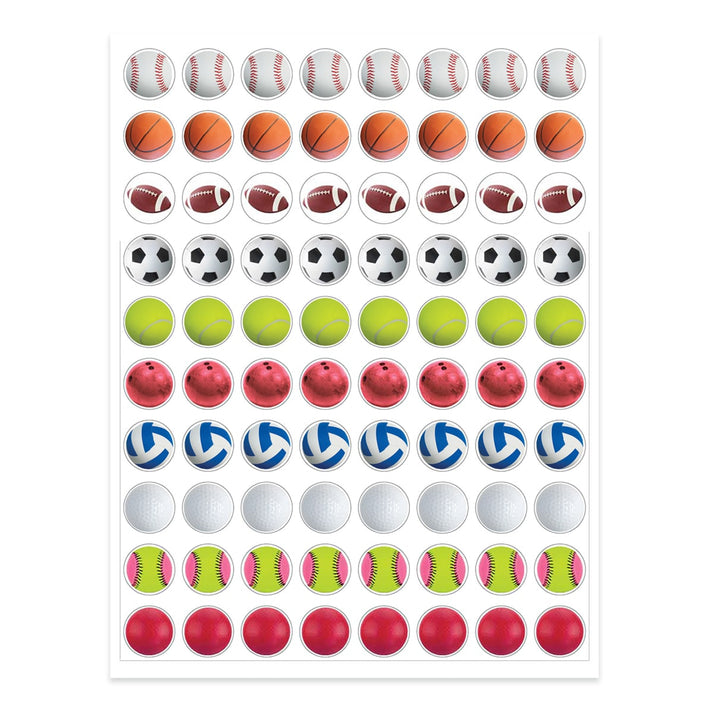 Themed Sticker Forms - Sports Ball - 3 Sheets, 1/2" stickers