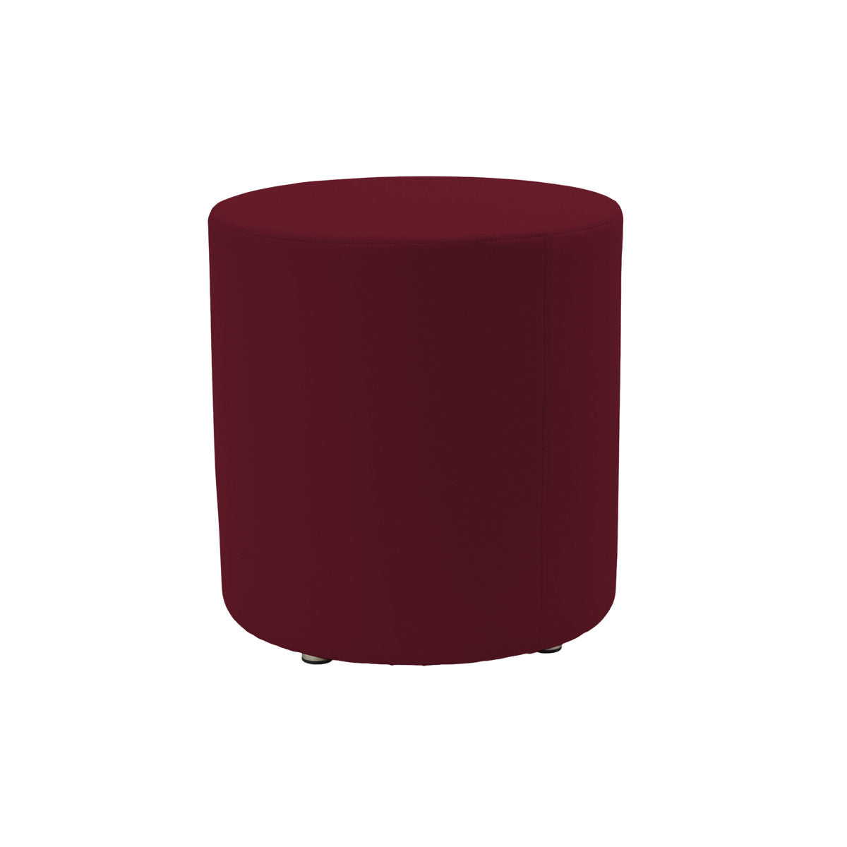 Everyday 18" Round Faux Leather Ottoman, 19" Height - Bordeaux