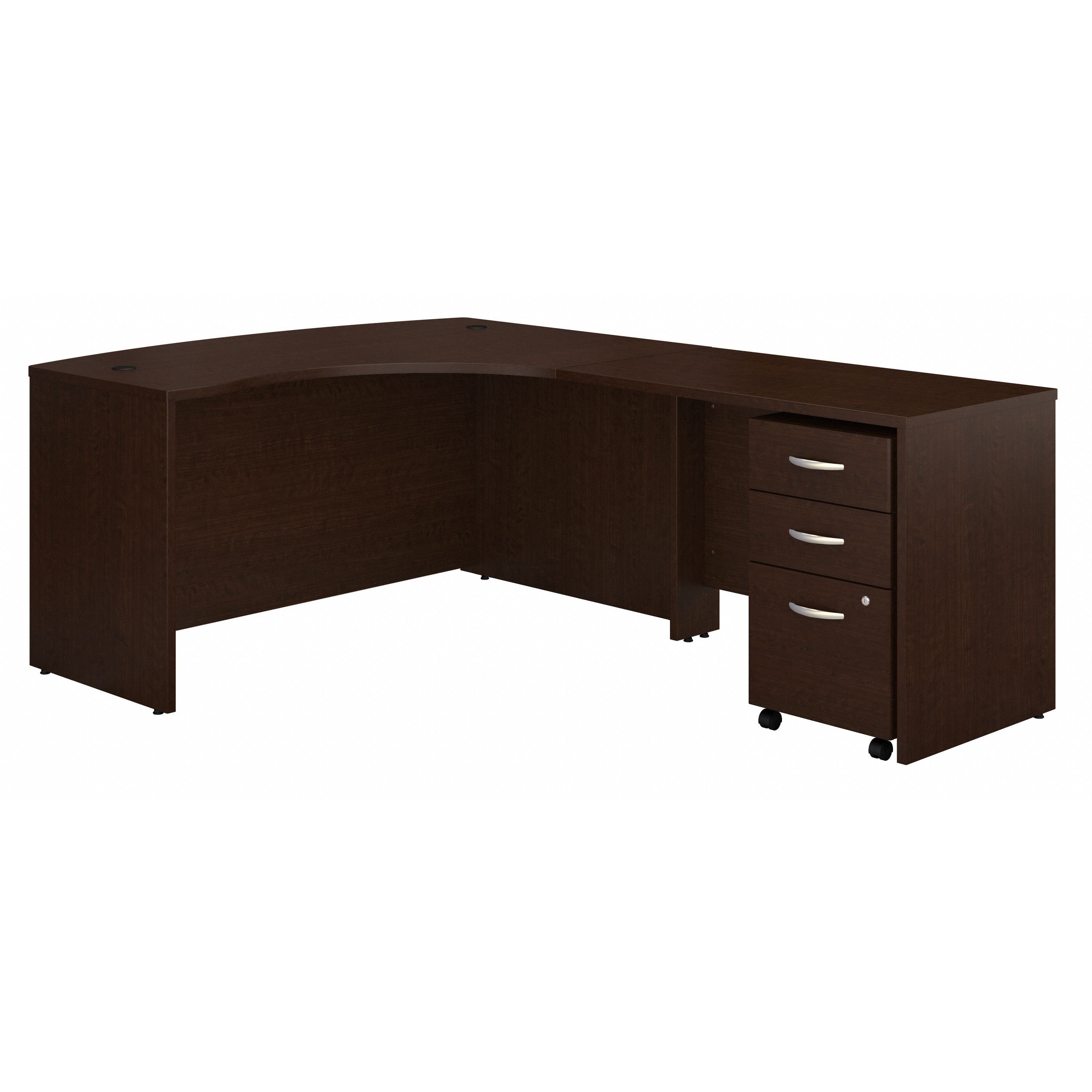 Bush Business Furniture Series C Right Handed L Shaped Desk with Mobile File Cabinet in Mocha Cherry - 58.86" Width x 78.3" Depth x 29.84" Height