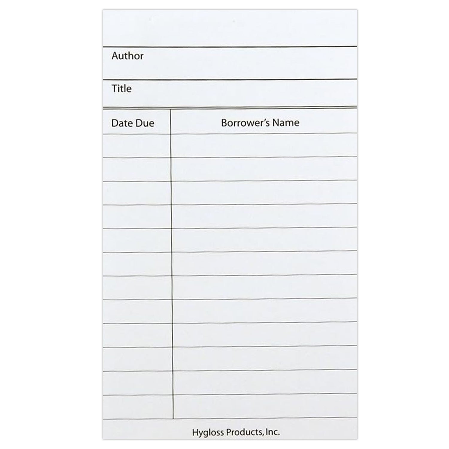 Library Cards, White, Pack of 500