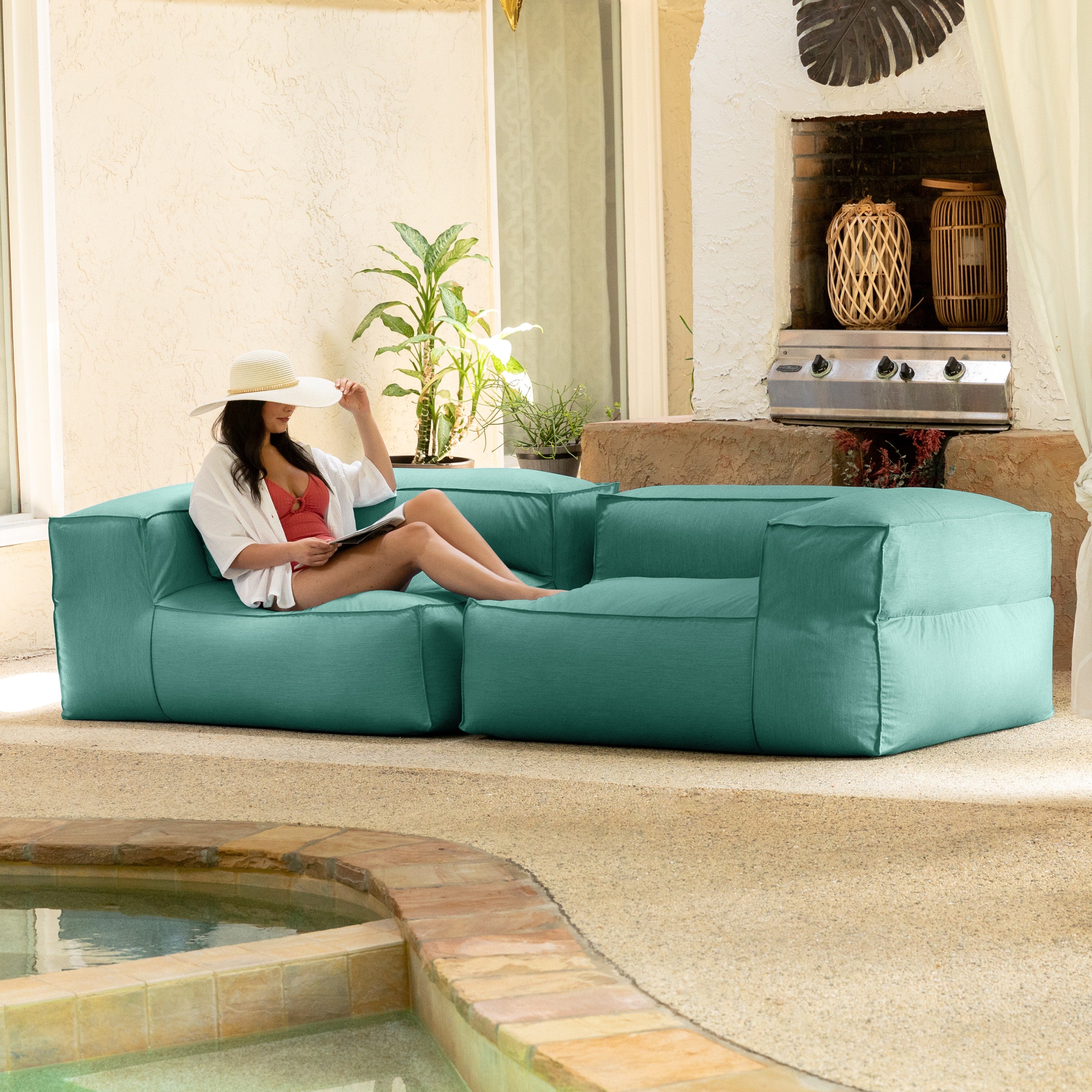 Baya Outdoor Modular Loveseat - Luxurious Soft Seating for Poolside or Hospitality, Breeze