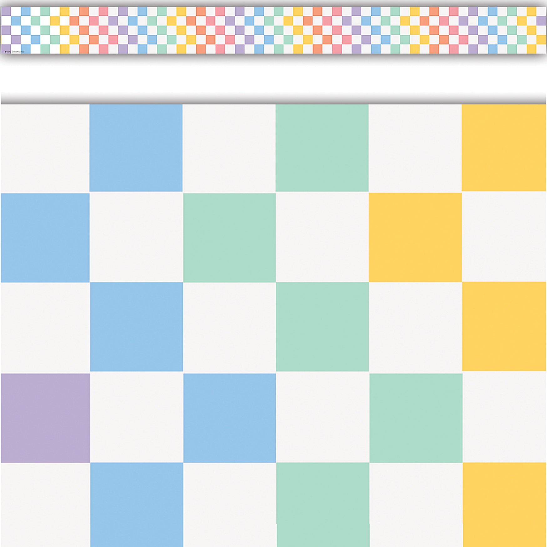 Cool for School Checkers Straight Border Trim, 35 Feet