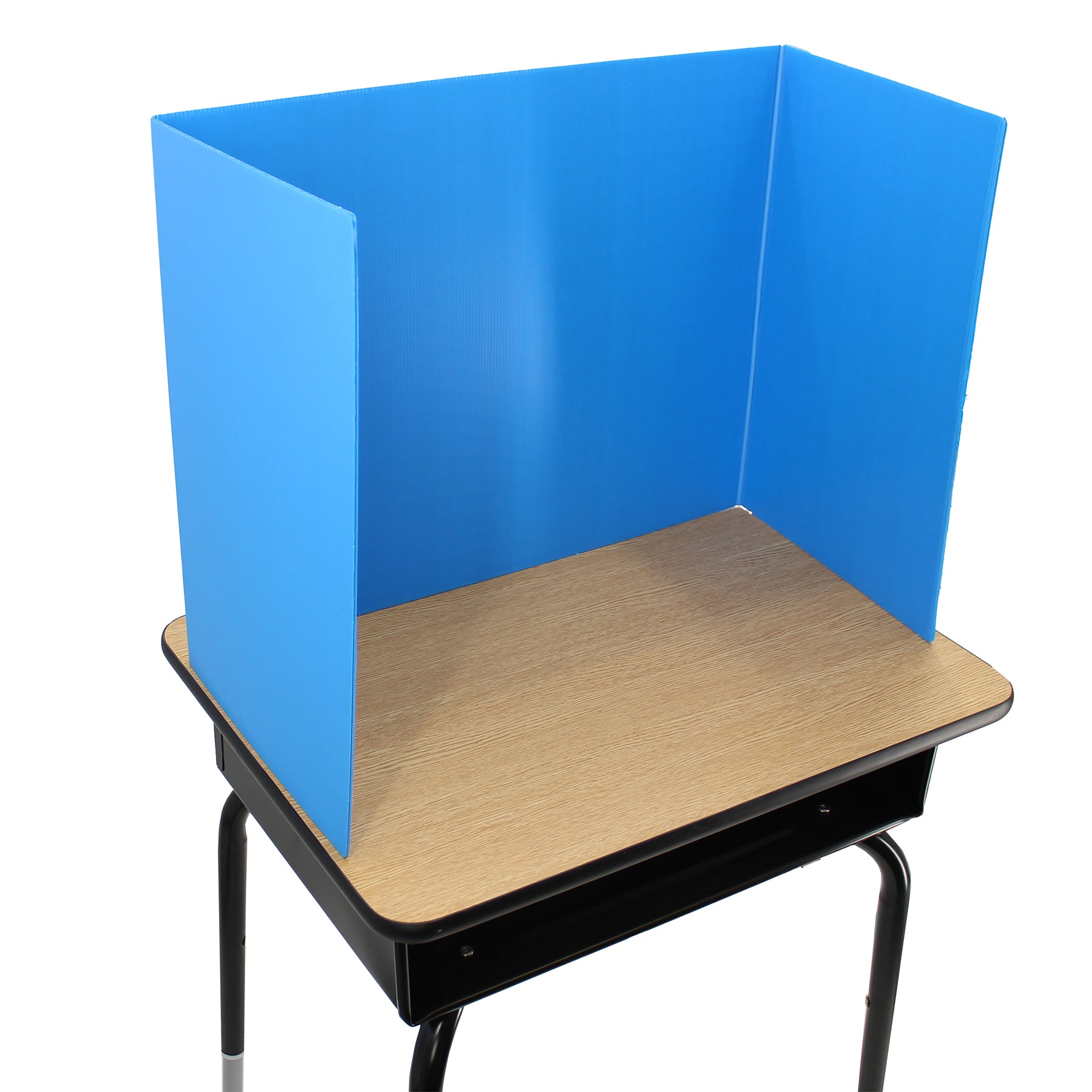 Blue Premium Corrugated Plastic Study Carrel, Pack of 12