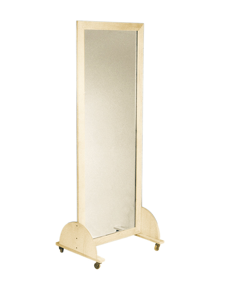 Glass mirror, mobile caster base, vertical, 28" W x 75" H