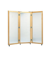 Glass mirror, mobile caster base, 3-panel mirror, 22" W x 60" H