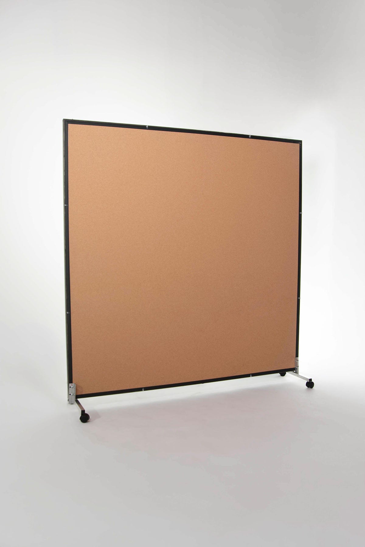 Glassless Mirror, Rolling Stand and Corkboard Back Panel, 72" W x 72" H