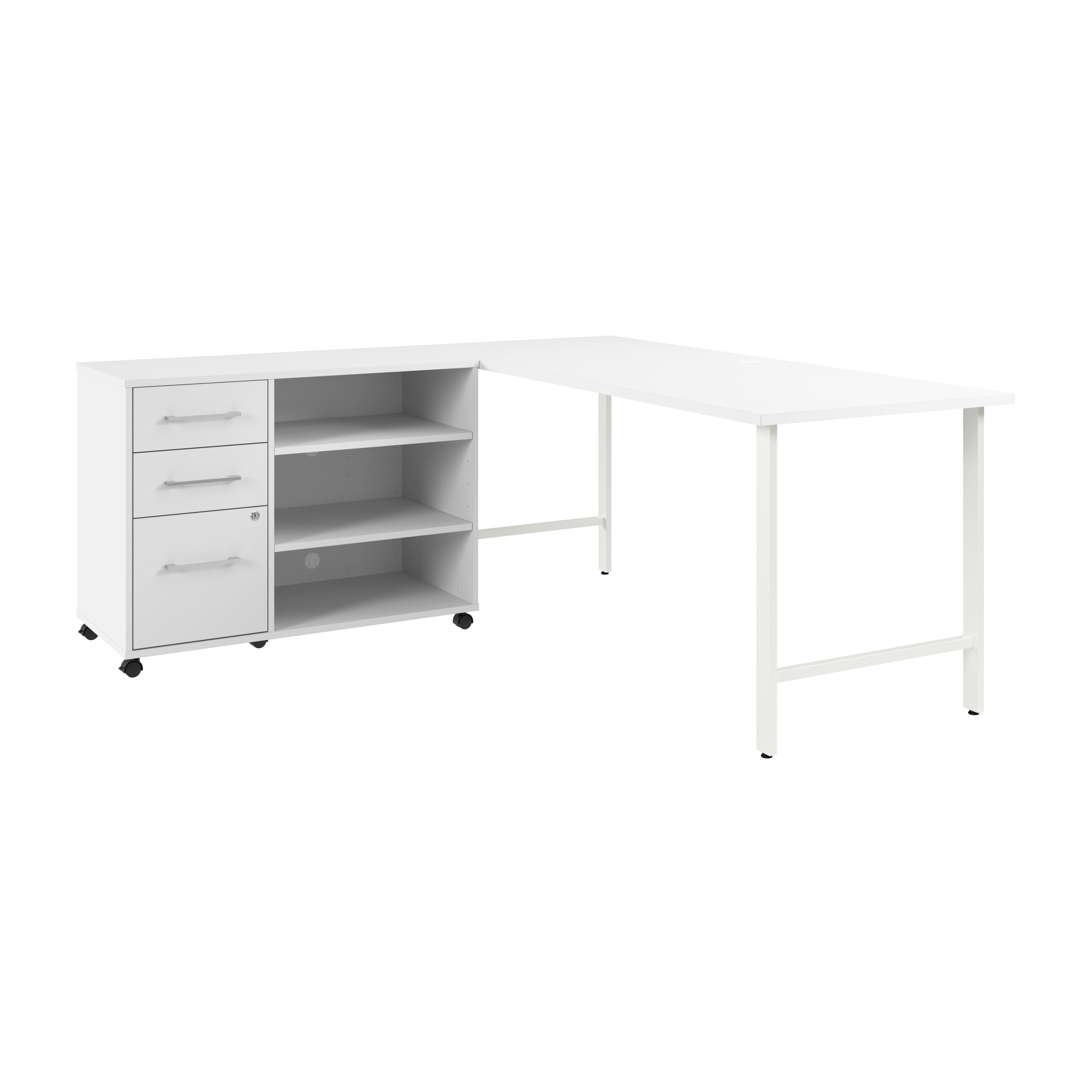 Bush Business Furniture Hustle 72W x 30D Computer Desk and Storage Cabinet with Drawers and Shelves in White - 71.02" Width x 29.37" Depth x 30.07" Height