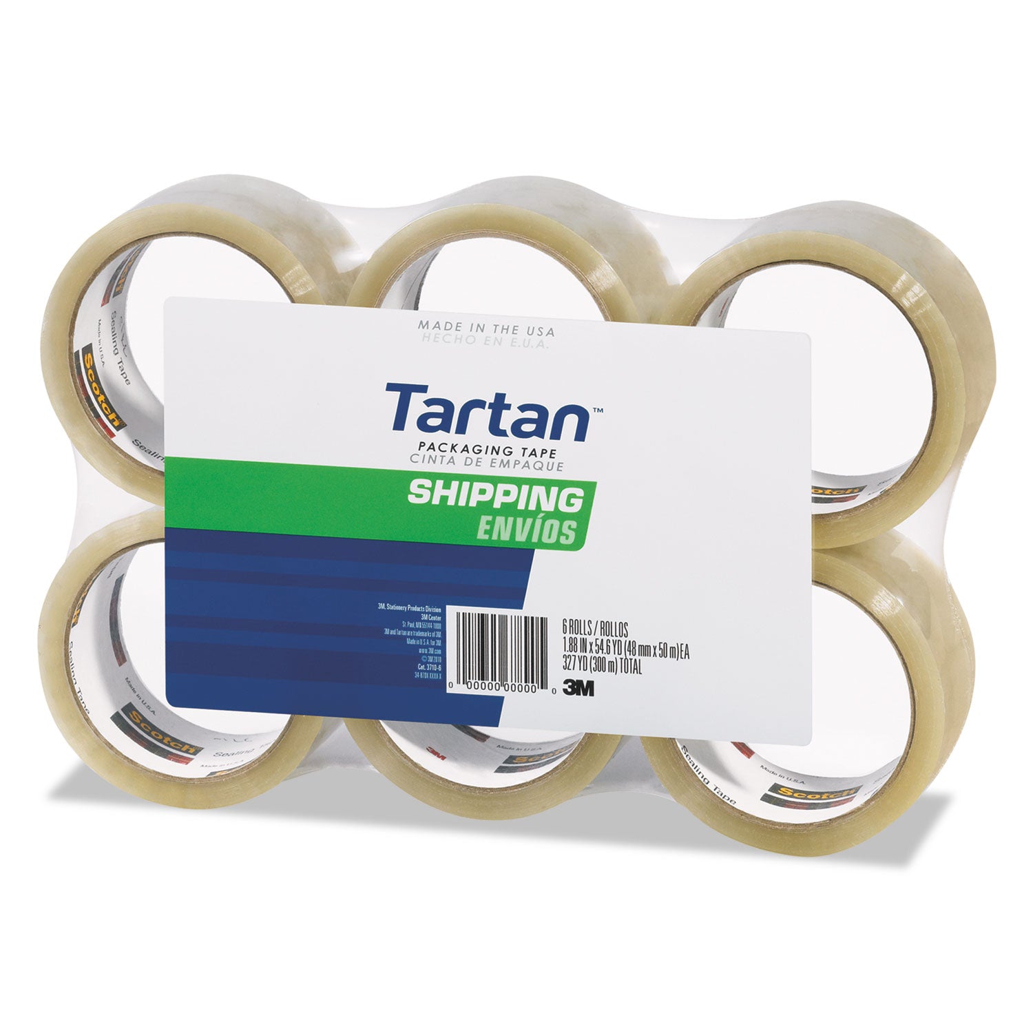 3710 Packaging Tape, 3" Core, 1.88" X 54.6 Yds, Clear, 6/pack