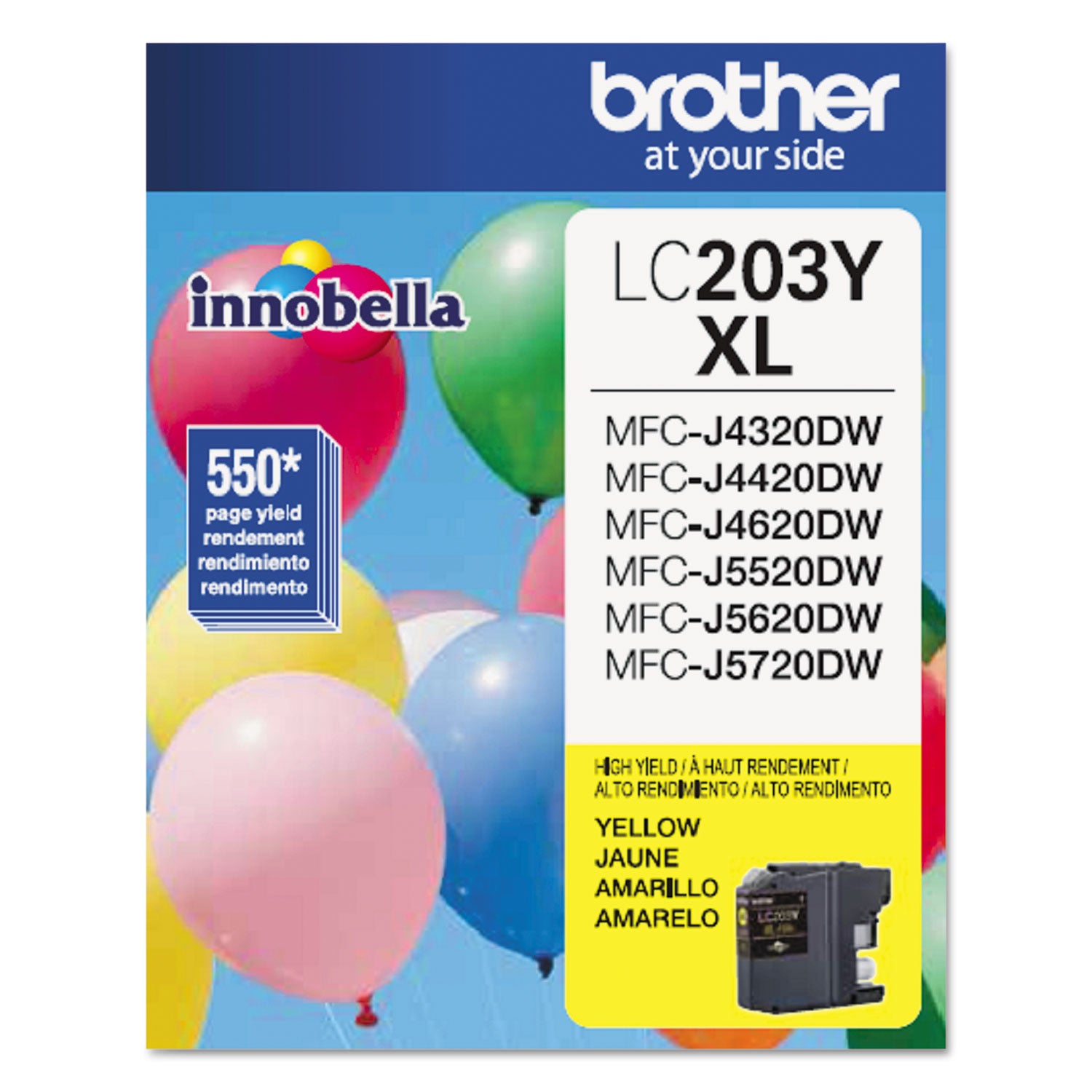 Brother Innobella LC203Y High Yield Inkjet Ink Cartridge - Yellow - 1 Each