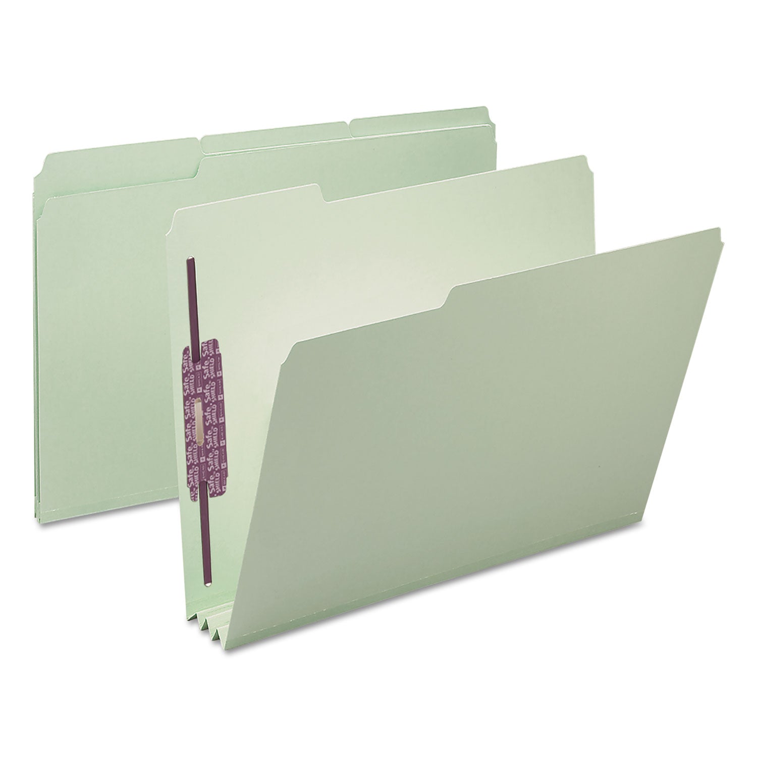 Smead 1/3 Tab Cut Letter Recycled Fastener Folder - 8 1/2" x 11" - 3" Expansion - 2 x 2S Fastener(s) - 2" for Folder - Top Tab Location - Assorted Tab Position - 25 pt. - Pressboard - Gray, Green - 100% Recycled - 25 / Box