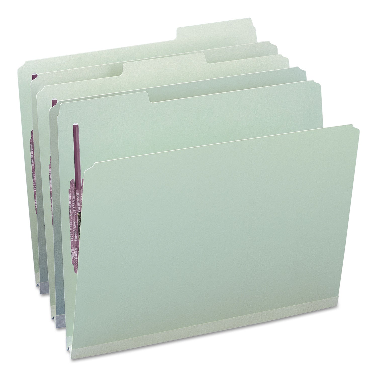 Smead 1/3 Tab Cut Letter Recycled Fastener Folder - 8 1/2" x 11" - 1" Expansion - 2 x 2S Fastener(s) - 2" for Folder - Top Tab Location - Assorted Tab Position - 25 pt. - Pressboard - Gray, Green - 100% Recycled - 25 / Box