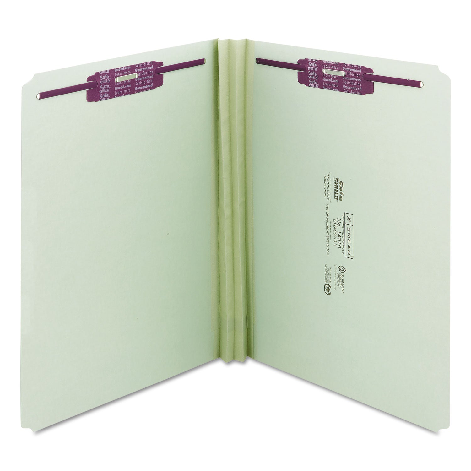 Smead Straight Tab Cut Letter Recycled Fastener Folder - 8 1/2" x 11" - 2" Expansion - 2 x 2S Fastener(s) - 2" for Folder - 25 pt. - Pressboard - Gray/Green - 100% Recycled - 25 / Box