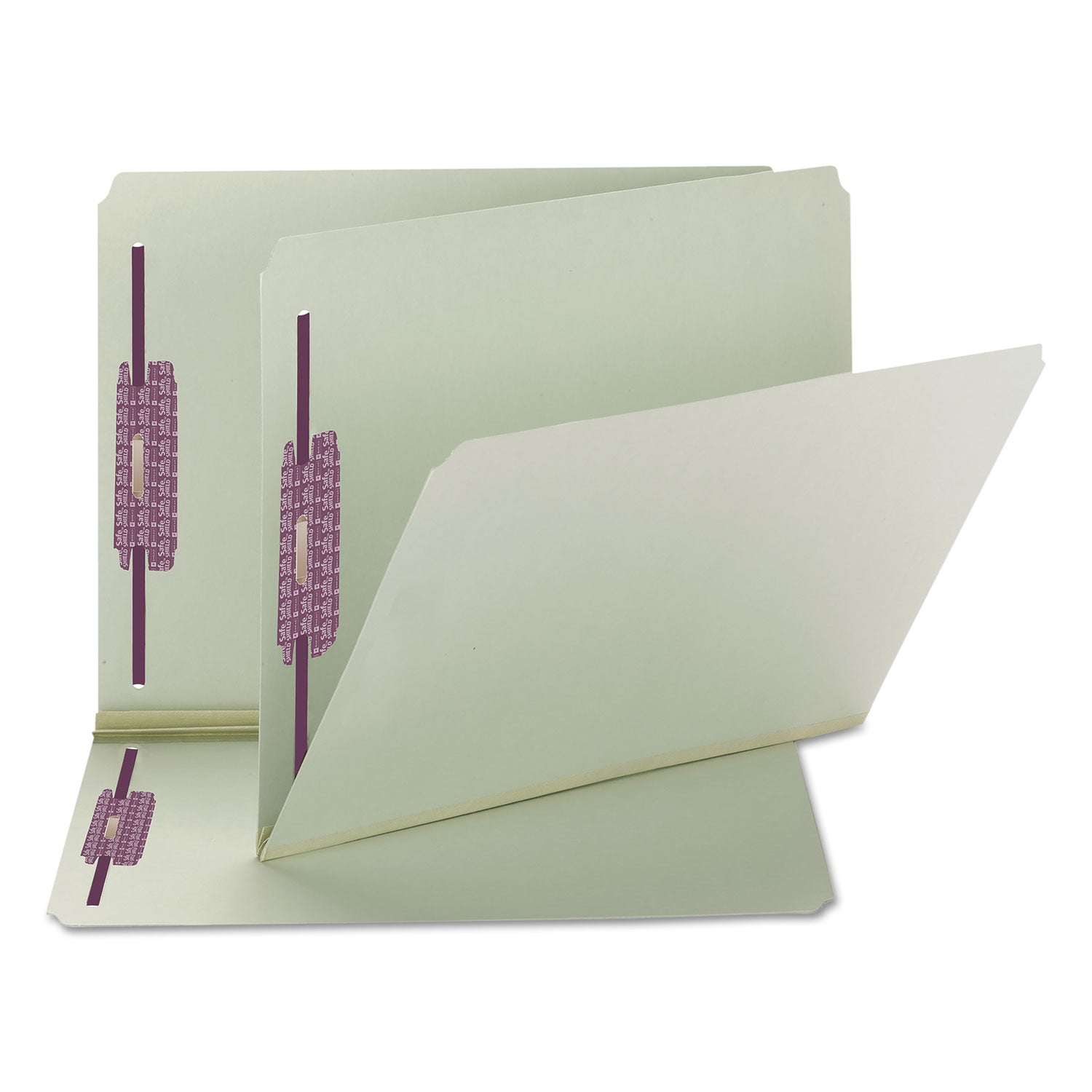 Smead Straight Tab Cut Letter Recycled Fastener Folder - 8 1/2" x 11" - 2" Expansion - 2 x 2S Fastener(s) - 2" for Folder - 25 pt. - Pressboard - Gray/Green - 100% Recycled - 25 / Box