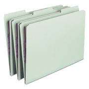 Smead 1/3 Tab Cut Legal Recycled Fastener Folder - 8 1/2" x 14" - 1" Expansion - 2 x 2S Fastener(s) - 2" for Folder - Top Tab Location - Assorted Tab Position - 25 pt. - Pressboard - Gray, Green - 100% Recycled - 25 / Box