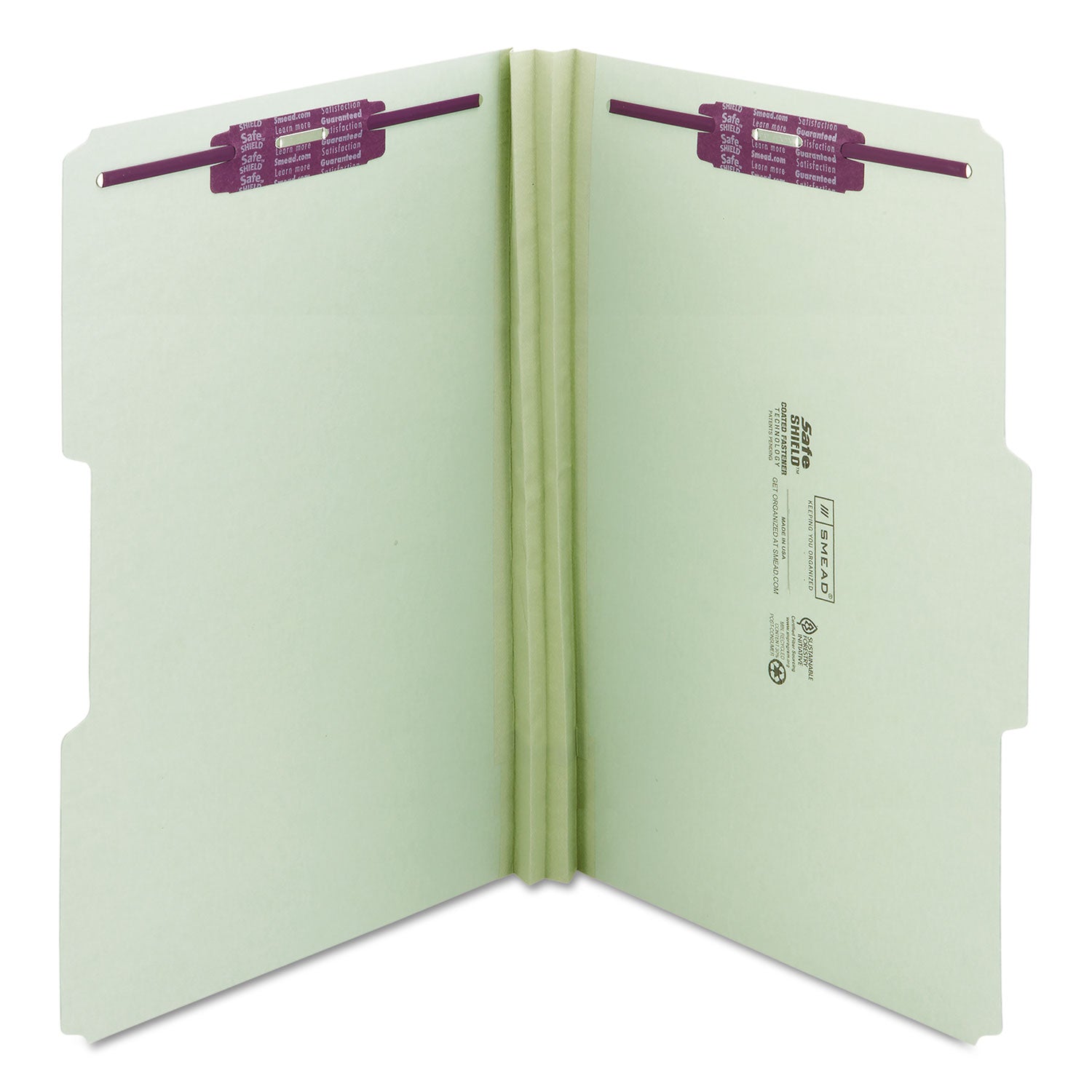 Smead 1/3 Tab Cut Legal Recycled Fastener Folder - 8 1/2" x 14" - 2" Expansion - 2 x 2S Fastener(s) - 2" for Folder - Top Tab Location - Assorted Tab Position - 25 pt. - Pressboard - Gray, Green - 100% Recycled - 25 / Box
