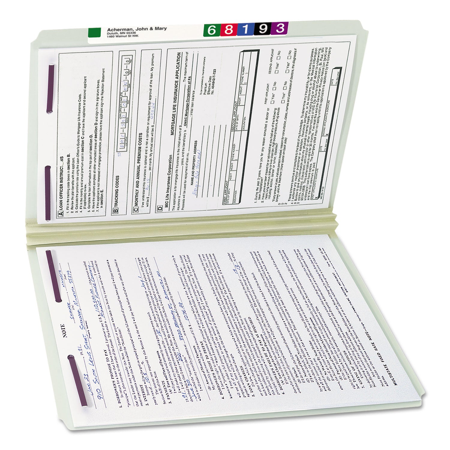 Smead Straight Tab Cut Legal Recycled Fastener Folder - 8 1/2" x 14" - 2" Expansion - 2 x 2S Fastener(s) - 2" for Folder - 25 pt. - Pressboard - Gray, Green - 100% Recycled - 25 / Box
