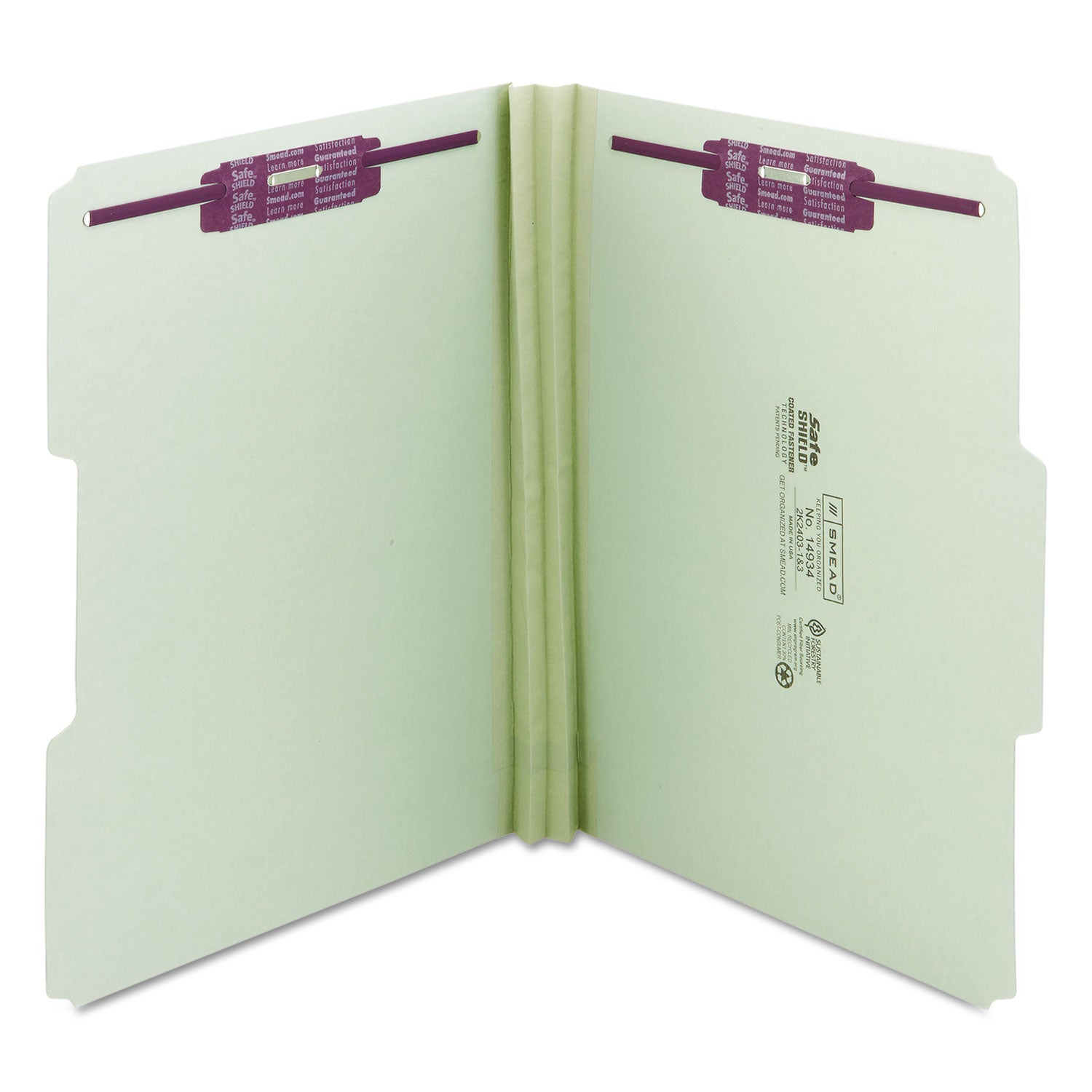 Smead 1/3 Tab Cut Letter Recycled Fastener Folder - 8 1/2" x 11" - 2" Expansion - 2 x 2S Fastener(s) - 2" for Folder - Top Tab Location - Assorted Tab Position - 25 pt. - Pressboard - Gray/Green - 100% Recycled - 25 / Box
