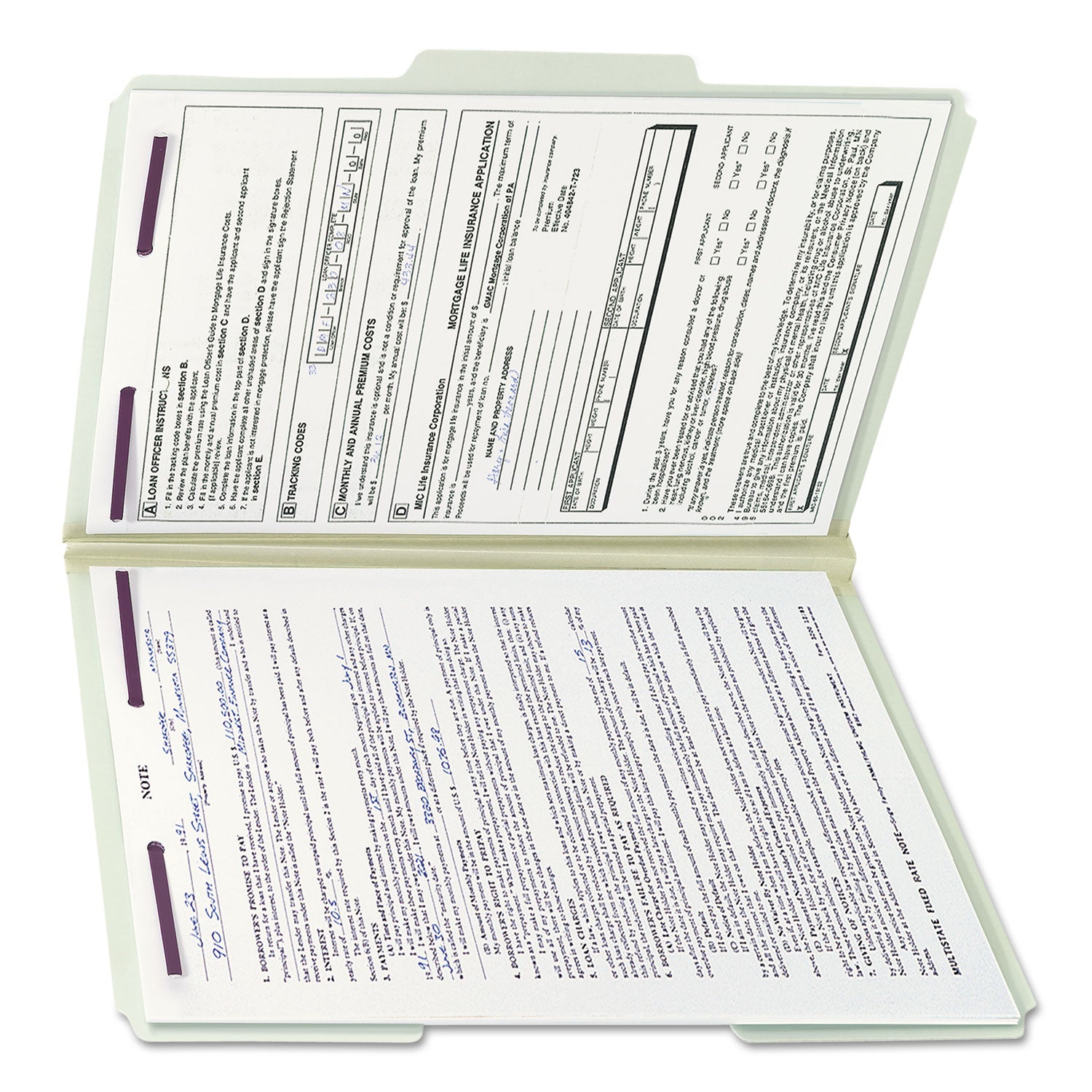 Smead 1/3 Tab Cut Legal Recycled Fastener Folder - 8 1/2" x 14" - 1" Expansion - 2 x 2S Fastener(s) - 2" for Folder - Top Tab Location - Assorted Tab Position - 25 pt. - Pressboard - Gray, Green - 100% Recycled - 25 / Box