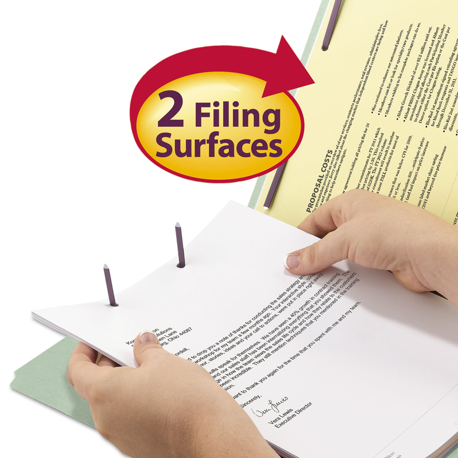 Smead 1/3 Tab Cut Letter Recycled Fastener Folder - 8 1/2" x 11" - 1" Expansion - 2 x 2S Fastener(s) - 2" for Folder - Top Tab Location - Assorted Tab Position - 25 pt. - Pressboard - Gray, Green - 100% Recycled - 25 / Box