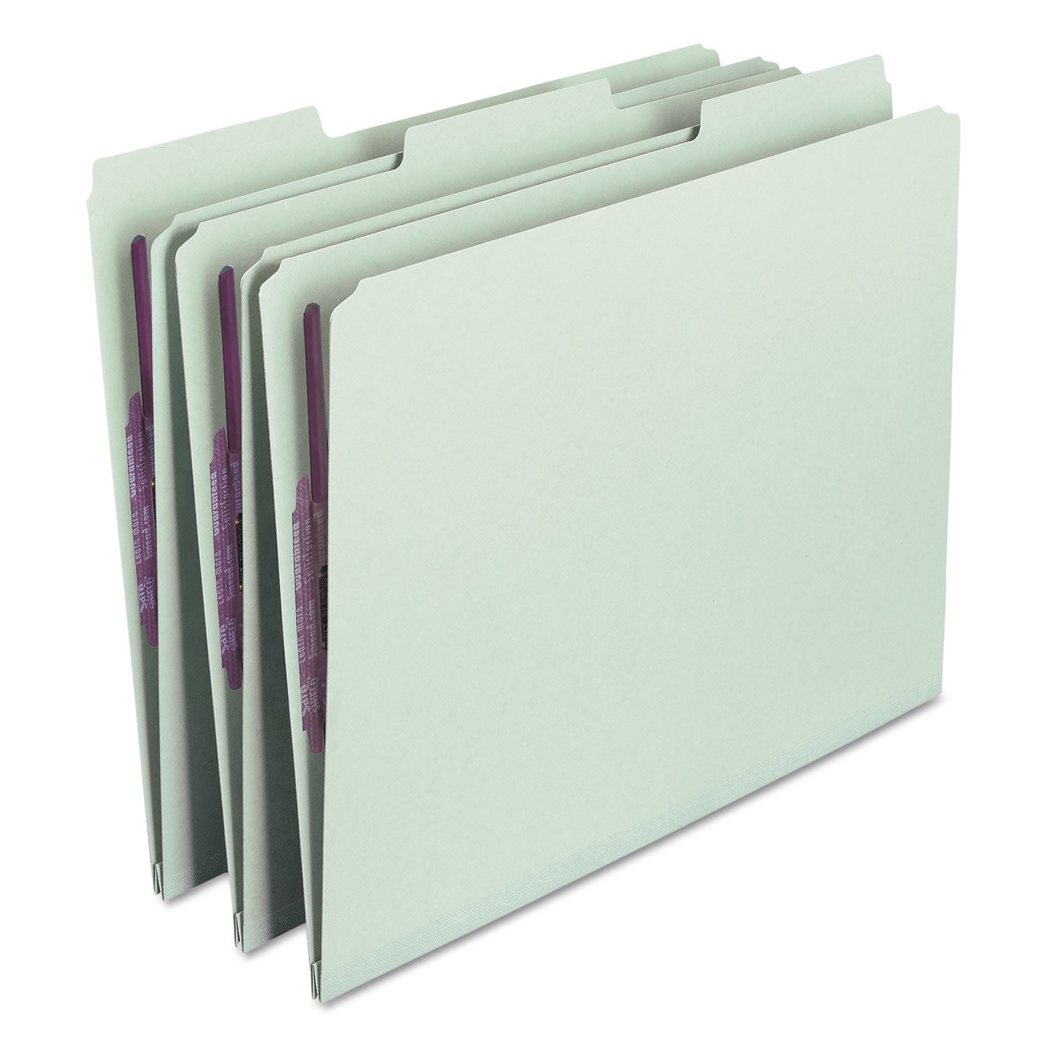 Smead 1/3 Tab Cut Letter Recycled Fastener Folder - 8 1/2" x 11" - 1" Expansion - 2 x 2S Fastener(s) - 2" for Folder - Top Tab Location - Assorted Tab Position - 25 pt. - Pressboard - Gray, Green - 100% Recycled - 25 / Box