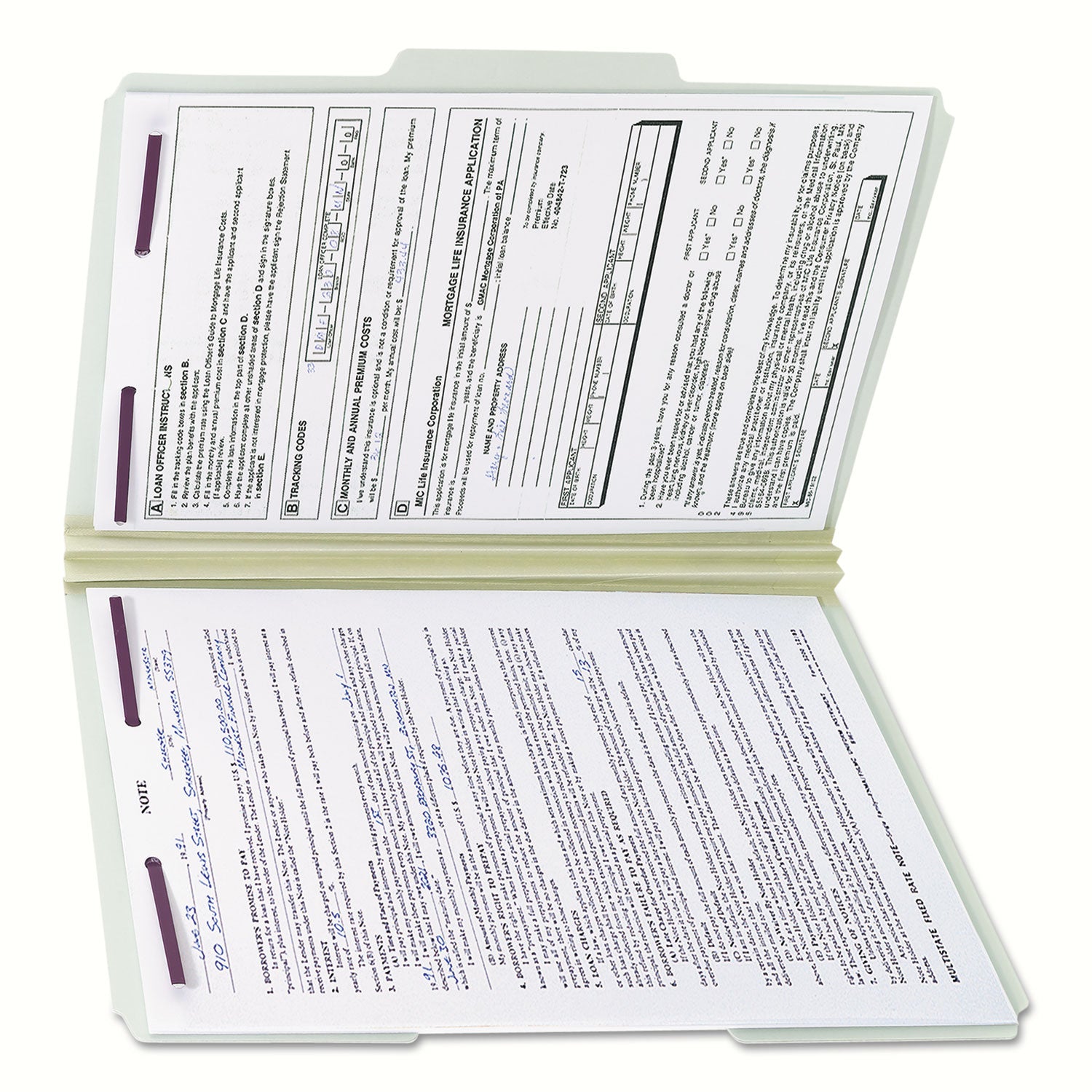 Smead 1/3 Tab Cut Legal Recycled Fastener Folder - 8 1/2" x 14" - 2" Expansion - 2 x 2S Fastener(s) - 2" for Folder - Top Tab Location - Assorted Tab Position - 25 pt. - Pressboard - Gray, Green - 100% Recycled - 25 / Box