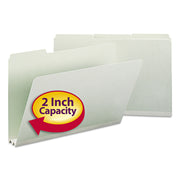 Smead 1/3 Tab Cut Legal Recycled Top Tab File Folder - 8 1/2" x 14" - 2" Expansion - Top Tab Location - Assorted Tab Position - 25 pt. - Pressboard - Gray, Green - Heavy Duty, Rounded Corner, Wear Resistant, Tear Resistant - 100% Recycled - 25 / Box