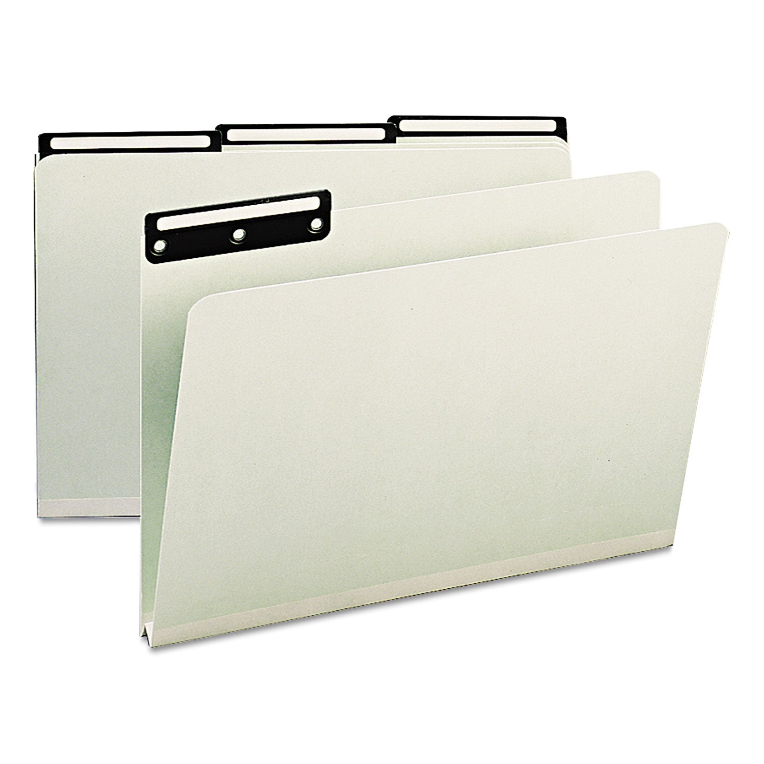 8 1/2" x 14" - 1" Expansion - Top Tab Location - Assorted Tab Position - 25 pt. - Pressboard, Metal - Gray, Green - Heavyweight, Wear Resistant - 60% Recycled - 25 / Box