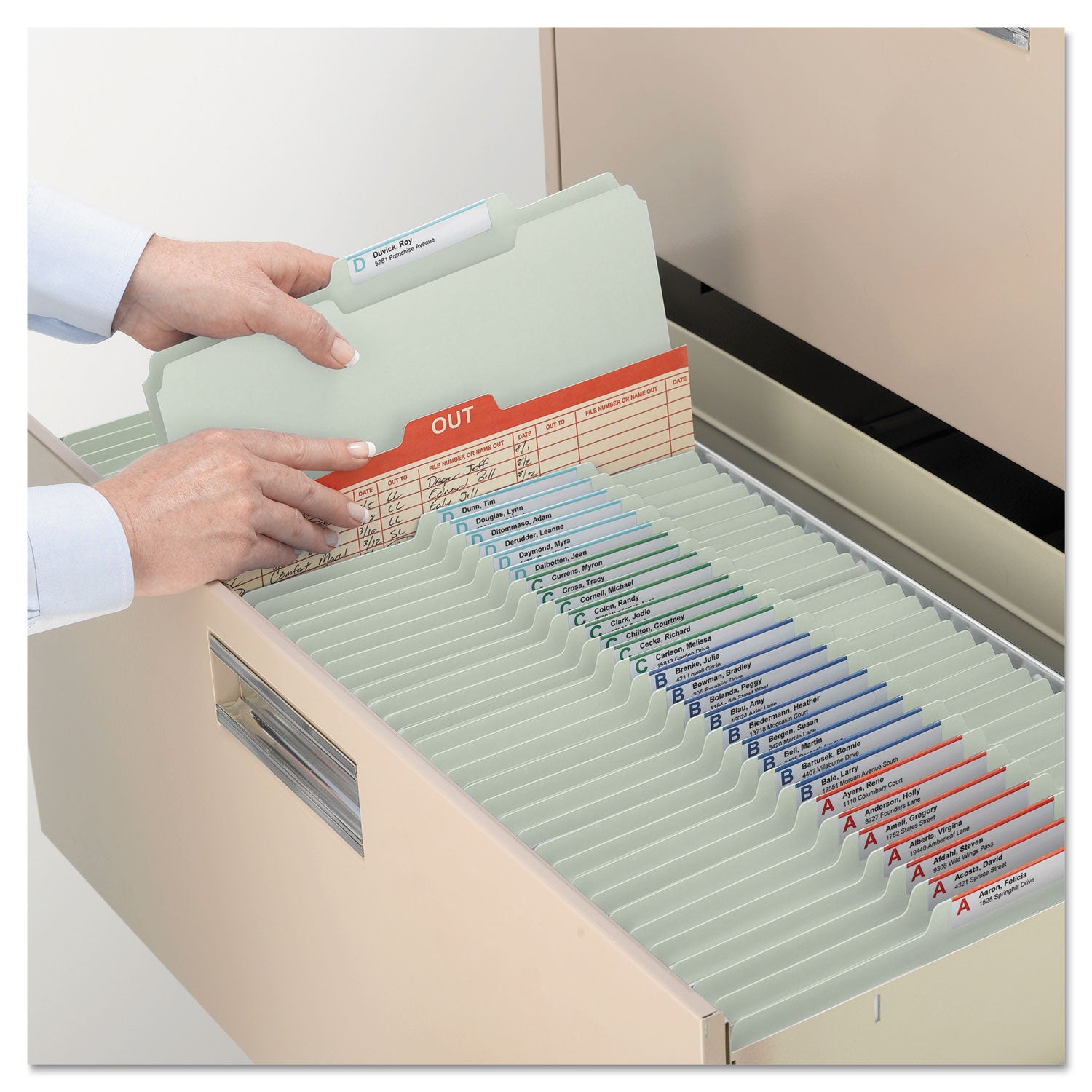 Smead 1/3 Tab Cut Legal Recycled Top Tab File Folder - 8 1/2" x 14" - 2" Expansion - Top Tab Location - Assorted Tab Position - 25 pt. - Pressboard - Gray, Green - Heavy Duty, Rounded Corner, Wear Resistant, Tear Resistant - 100% Recycled - 25 / Box