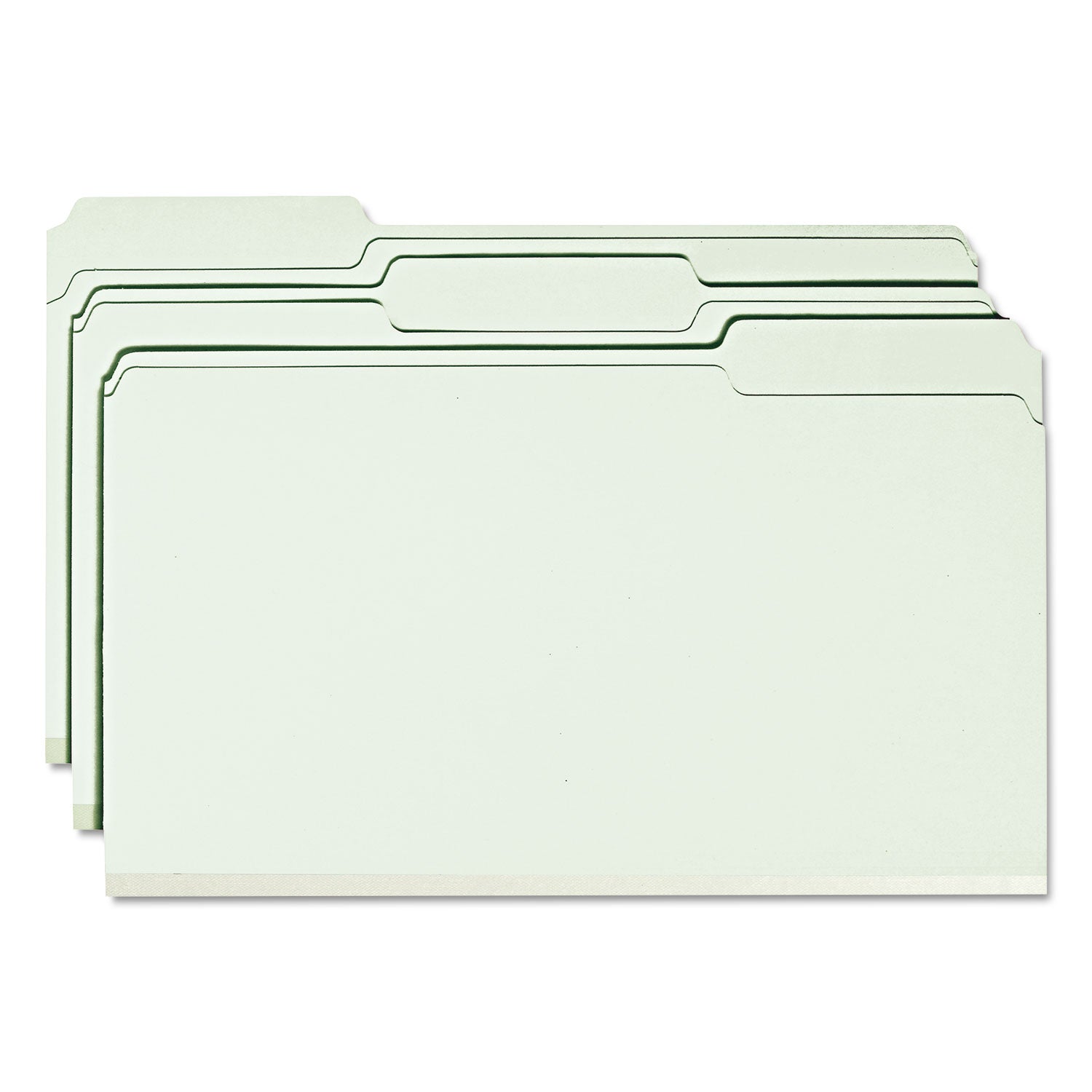 Smead 1/3 Tab Cut Legal Recycled Top Tab File Folder - 8 1/2" x 14" - 2" Expansion - Top Tab Location - Assorted Tab Position - 25 pt. - Pressboard - Gray, Green - Heavy Duty, Rounded Corner, Wear Resistant, Tear Resistant - 100% Recycled - 25 / Box