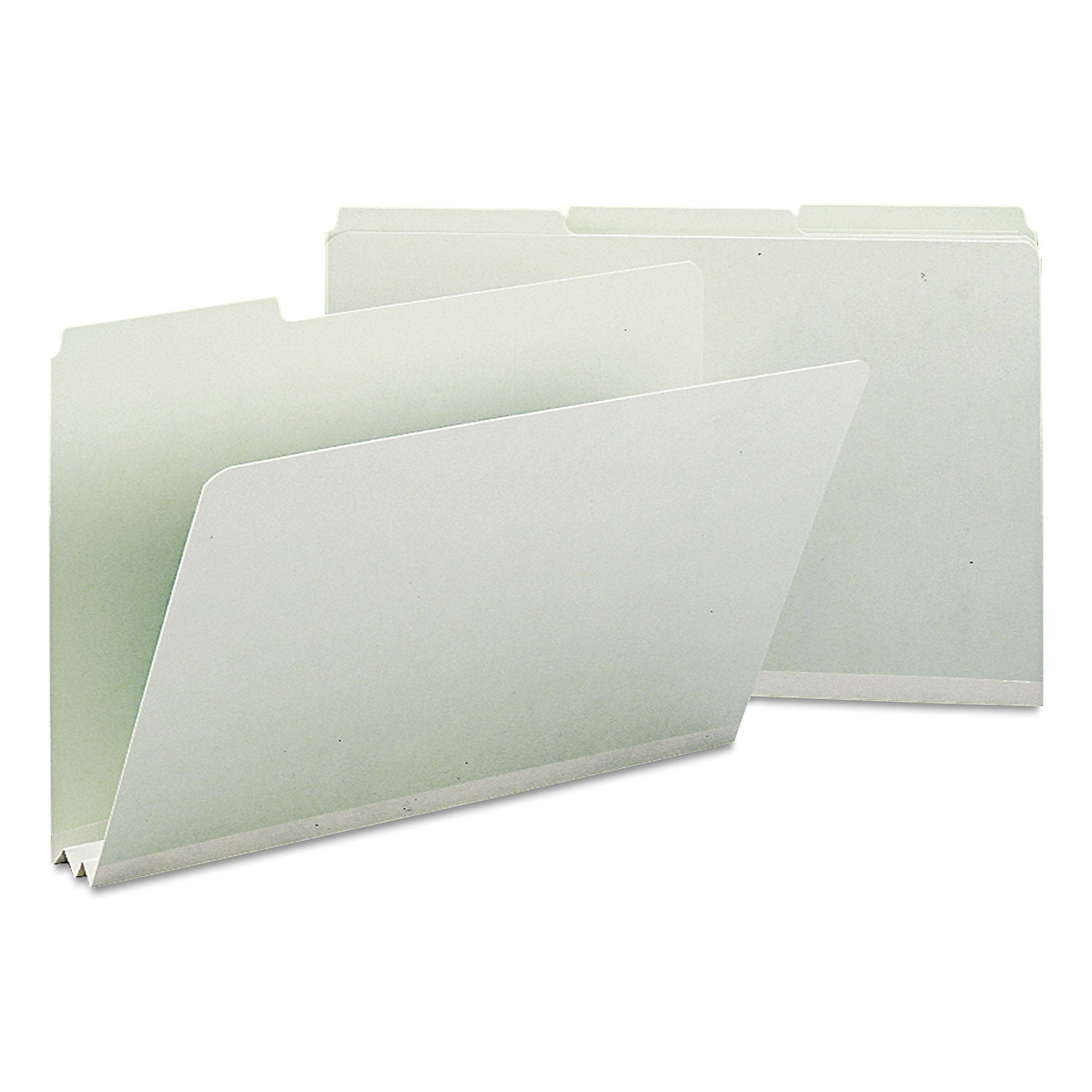 Smead 1/3 Tab Cut Legal Recycled Top Tab File Folder - 8 1/2" x 14" - 2" Expansion - Top Tab Location - Assorted Tab Position - 25 pt. - Pressboard - Gray, Green - Heavy Duty, Rounded Corner, Wear Resistant, Tear Resistant - 100% Recycled - 25 / Box