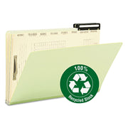 Smead 2/5 Tab Cut Legal Recycled Classification Folder, 8 1/2" x 14", 1" Expansion, 1 x 2K Fastener, 8 Dividers, 25 pt. Pressboard, Gray/Green, Preprinted, 100% Recycled, 10/Box