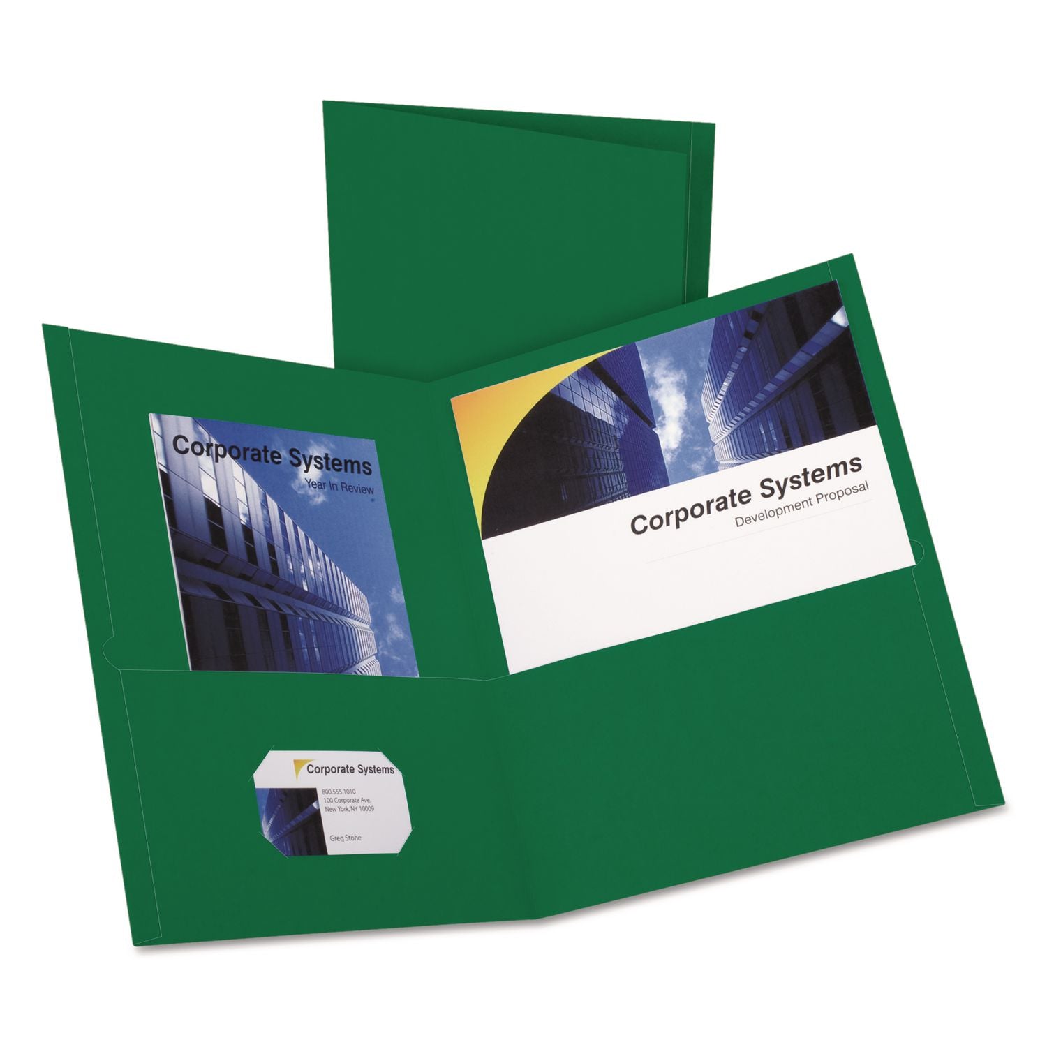 Oxford Letter Recycled Pocket Folder - 8 1/2" x 11" - 2 Internal Pocket(s) - Leatherette - Hunter Green - Turned Edge - 10% Recycled - 25 / Box