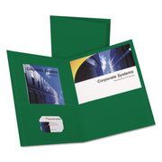 Oxford Letter Recycled Pocket Folder - 8 1/2" x 11" - 2 Internal Pocket(s) - Leatherette - Hunter Green - Turned Edge - 10% Recycled - 25 / Box