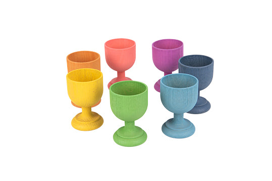 Rainbow Wooden Egg Cups - Set of 7 colors