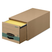 Bankers Box Recycled Stor/Drawer Steel Plus File Storage System, Letter Size, Heavy Duty, Stackable, Kraft/Green, 6/Carton
