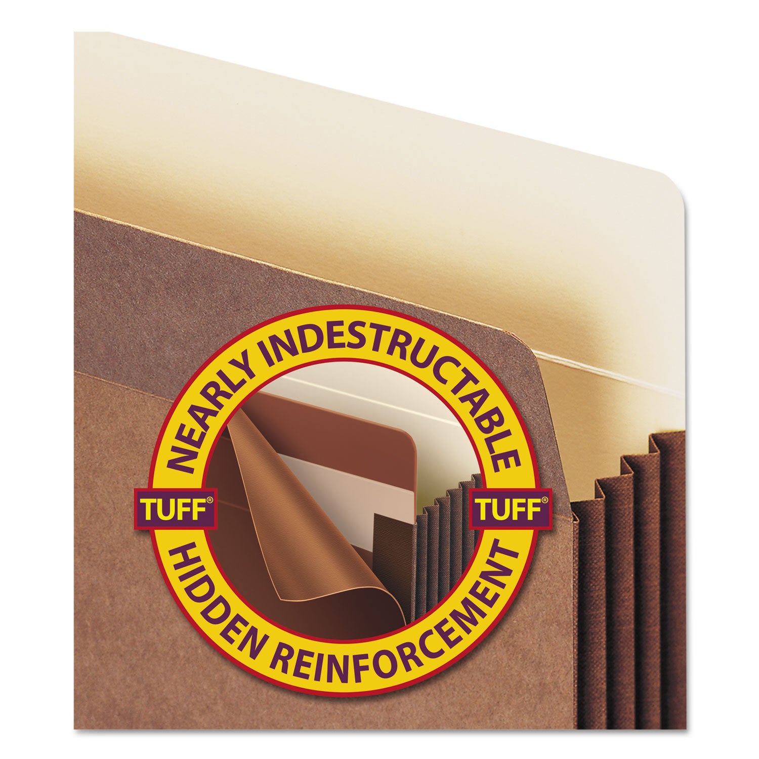 Smead TUFF Straight Tab Cut Legal Recycled File Pocket - 8 1/2" x 14" - 3 1/2" Expansion - 12.5 pt. - Redrope - Reinforced, Heavyweight, Tear Resistant - 30% Recycled - 10 / Box