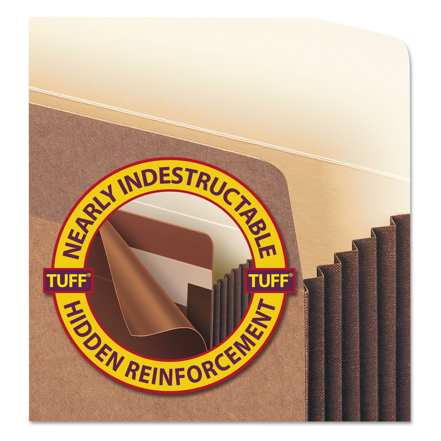 Smead TUFF Straight Tab Cut Legal Recycled File Pocket - 8 1/2" x 14" - 7" Expansion - 12.5 pt. - Redrope - Reinforced, Heavyweight Cover, Tear Resistant - 30% Recycled - 5 / Box
