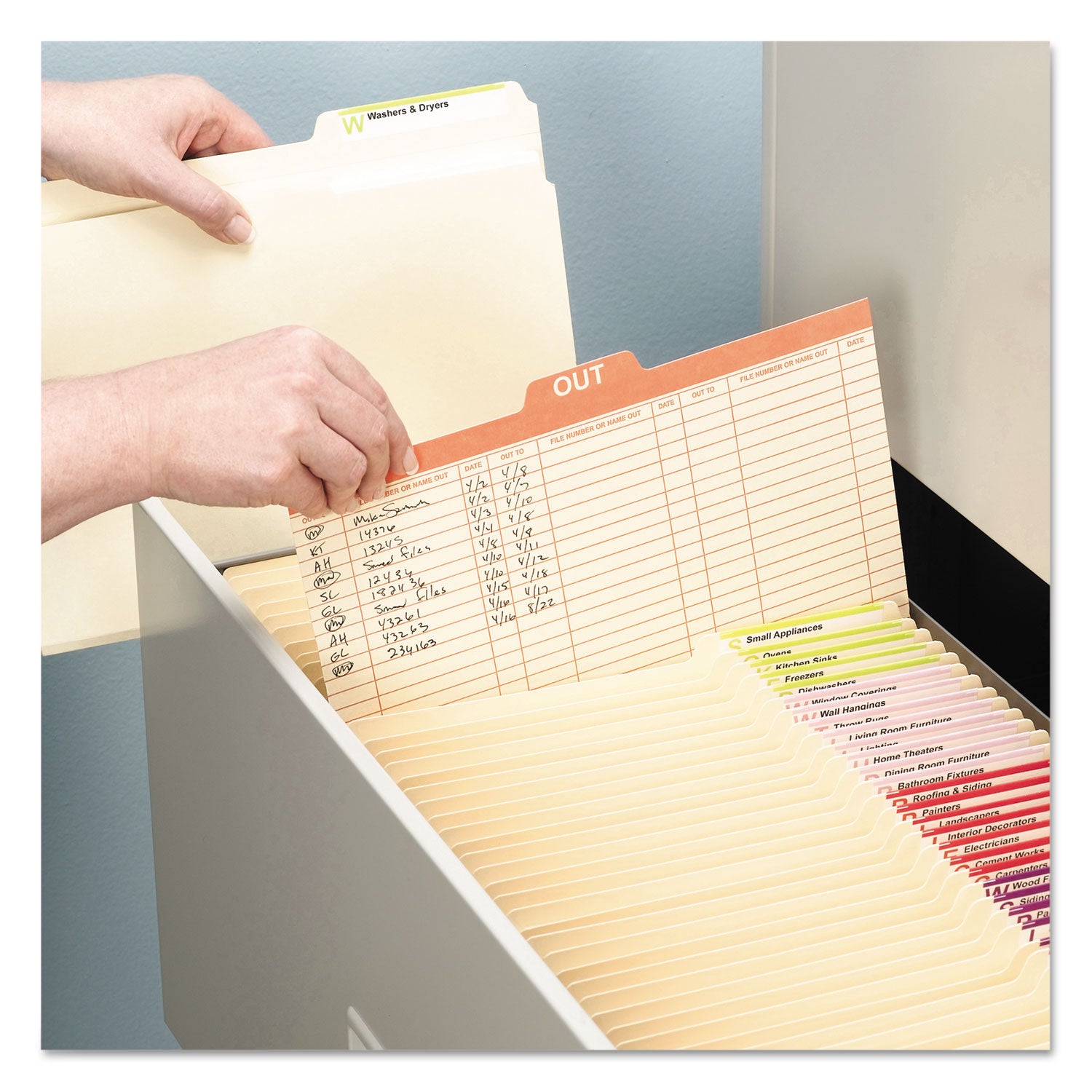 Smead 1/5 Tab Cut Letter Recycled Top Tab File Folder - 8 1/2" x 11" - Center Tab Position - 18 pt. - Manila - Preprinted - 10% Recycled - 100 / Box