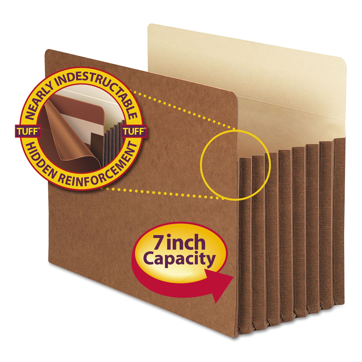 Smead TUFF Straight Tab Cut Letter Recycled File Pocket - 8 1/2" x 11" - 7" Expansion - 12.5 pt. - Redrope - Reinforced Gusset, Heavyweight Cover, Tear Resistant - 30% Recycled - 5 / Box