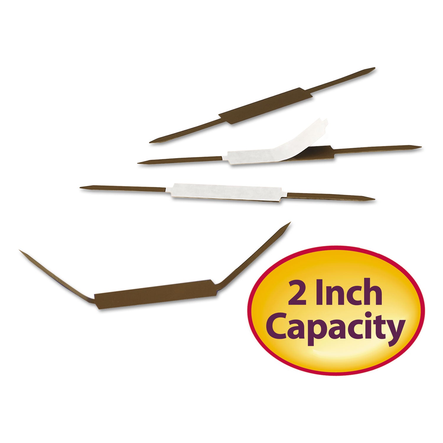 Smead Self-Adhesive Fasteners - 2" Size Capacity - Self-adhesive - Brown - Steel - 100 / Box
