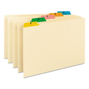 Printed Tab(s) - Character - A-Z - Legal - 8.50" Width x 14" Length - Manila Divider - Green, Pink, Blue, Salmon, Yellow Tab(s) - 10% Recycled - 25 / Set