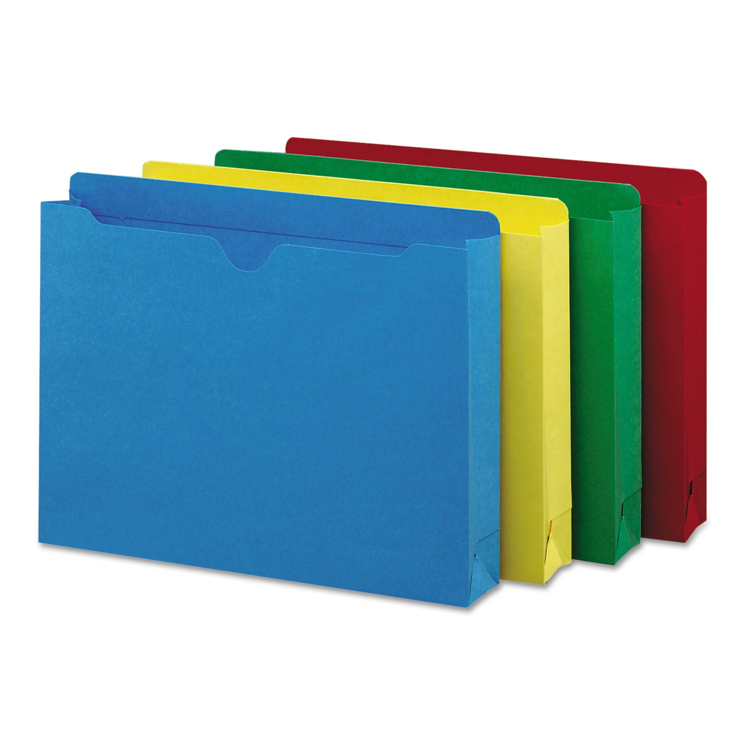 Smead Colored Straight Tab Cut Letter Recycled File Jacket - 8 1/2" x 11" - 2" Expansion - 11 pt. - 2 Plys - Blue, Green, Red, Yellow - Slip Resistant, Reinforced Tab - 10% Recycled - 50 / Box