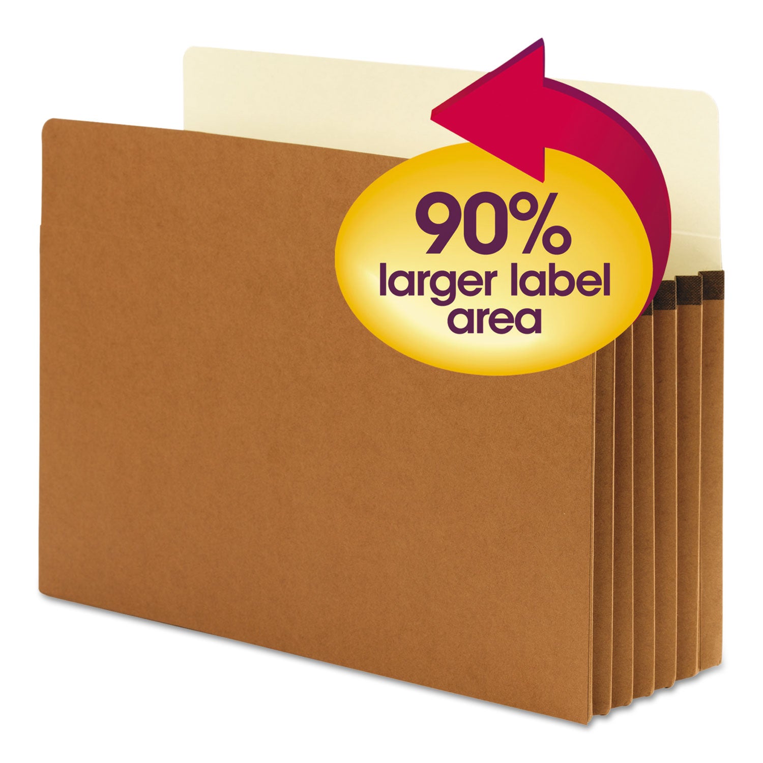 Smead SuperTab Straight Tab Cut Letter Recycled File Pocket - 8 1/2" x 11" - 5 1/4" Expansion - Redrope - Tear Resistant, Reinforced Gusset - 30% Recycled - 10 / Box
