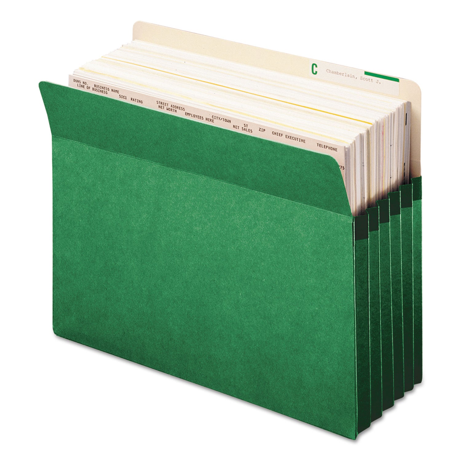 Smead Straight Tab Cut Letter Recycled File Pocket - 8 1/2" x 11" - 5 1/4" Expansion - Top Tab Location - 9 pt. - Green - Tear Resistant - 10% Recycled - 1 Each